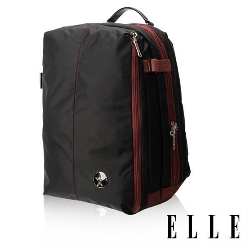 【ELLE HOMME】時尚14吋筆電扣層輕量防潑水休閒後背包(黑色EL83841-02)