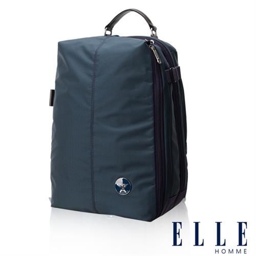 【ELLE HOMME】時尚巴黎風格12吋筆電扣層輕量防潑水休閒後背包(淺藍色EL83840-08)