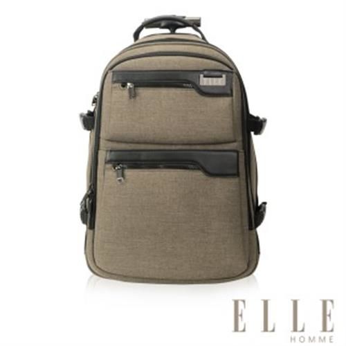 【ELLE HOMME】法式優雅時尚拉桿手提後背包三合一設計款(駝色EL83836-76)
