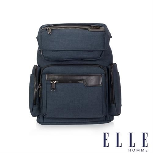 【ELLE HOMME】精湛優雅紳士風範13吋筆電扣層極致機能後背包(深藍色EL83835-08)