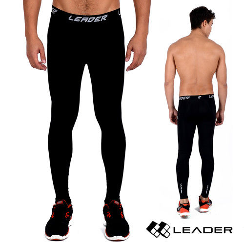 LEADER X-PRO梯度壓縮運動緊身褲 男款 黑底黑線