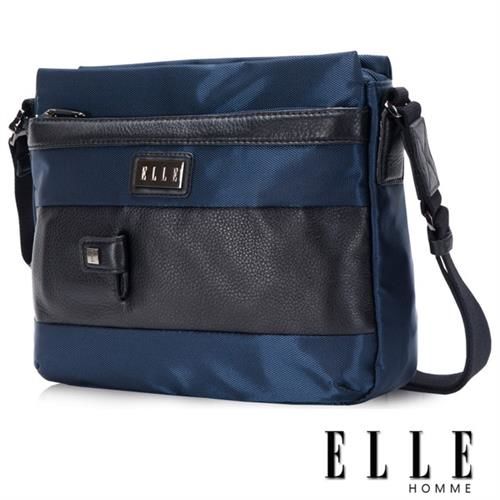 【ELLE HOMME】時尚閃耀 休閒側背包 IPAD/10吋層 長方型設計款(藍EL83400-08)