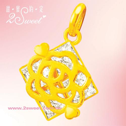 【甜蜜約定】晶漾玫瑰純金女墜-約重0.80錢(PE-5889)