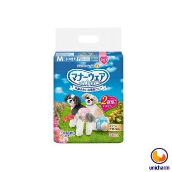 Unicharm 日本消臭大師 禮貌帶女用-中型犬M 34片 X 1包