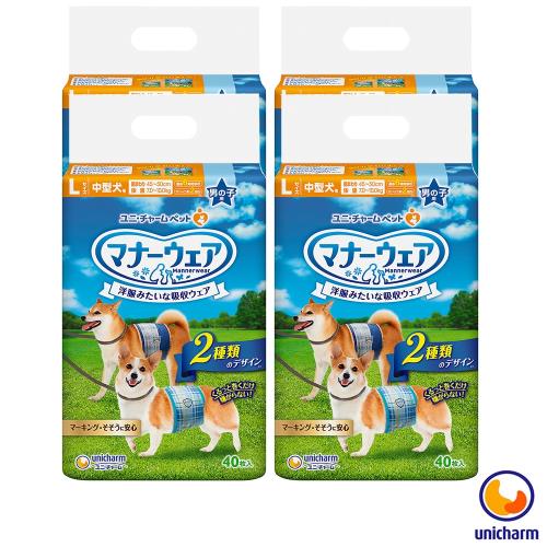 Unicharm 日本消臭大師 禮貌帶男用-中型犬L 40片 X 4包