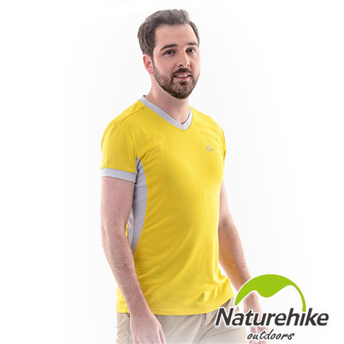 【Naturehike-NH】速乾排汗V領短袖機能服-男款(檸檬黃)