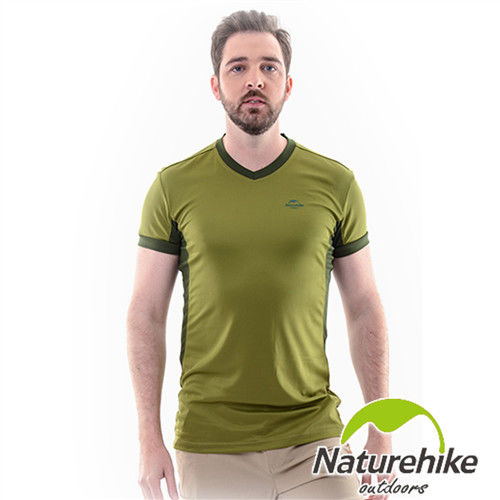 【Naturehike-NH】速乾排汗V領短袖機能服-男款(樹頂綠)
