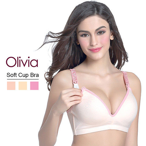 【Olivia】3D無鋼圈無痕上開扣式舒適棉質哺乳內衣(膚色)