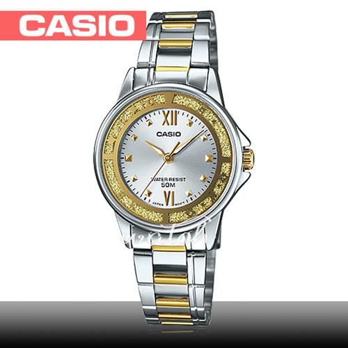 【CASIO 卡西歐】法式優雅經典_閃爍錶盤_不鏽鋼石英女錶(LTP-1391SG-7A)