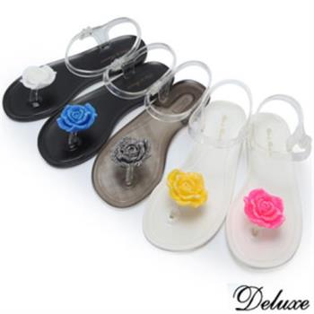 【Deluxe】活力耀眼青春玫瑰夾腳涼鞋(白、藍、灰、黃、粉)-055B