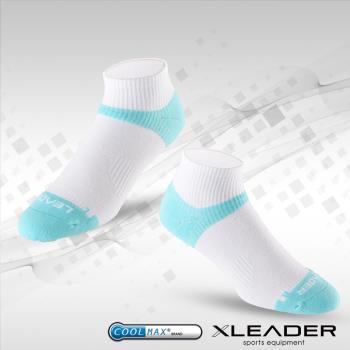 任-LEADER ST-06 Coolmax專業排汗除臭 機能運動襪 女款 白藍