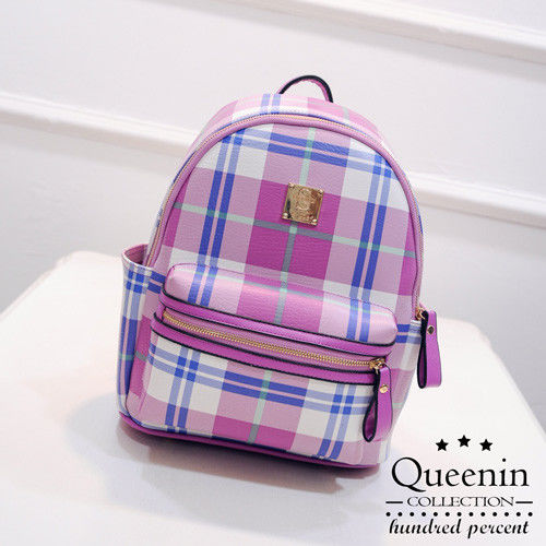 DF Queenin日韓 - 蘇格蘭學院風格紋款後背包-共2色