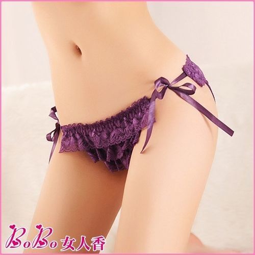 BoBo女人香 蕾絲性感低腰內褲/綁帶丁字褲2038-8-暗戀紫
