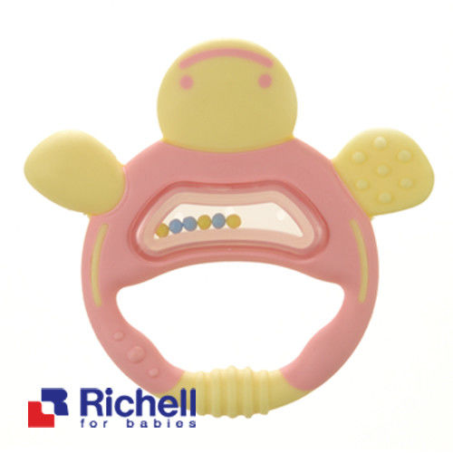 Richell日本利其爾 固齒器-粉紅色手指形狀(盒裝)