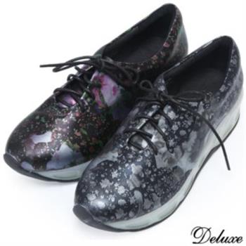 【Deluxe】歐美時尚印花休閒厚底鞋(紫★灰)-69-18