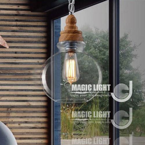 【光的魔法師 Magic Light】設計師創意復古個性 吊燈餐廳酒吧 咖啡廳燈具 燈飾 木紋水晶吊燈(圓形B)