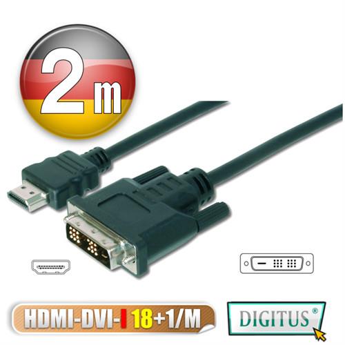 曜兆DIGITUS HDMI轉DVI-I (18+1)互轉線-2公尺(公-公)