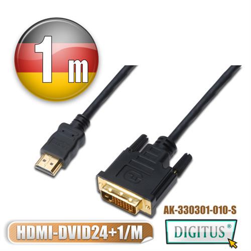 曜兆DIGITUS HDMI轉DVI-D(24+1)互轉線-1公尺(公-公)