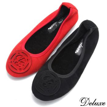 【Deluxe】暖呼呼羊毛內裡包頭娃娃鞋(紅★黑)-20010-99