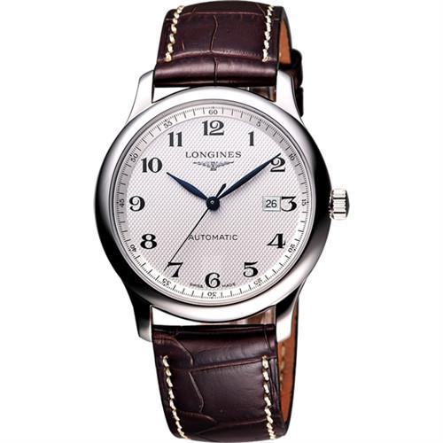 LONGINES Master 巨擘系列機械腕錶-銀x咖啡色錶帶/42mm L28934783