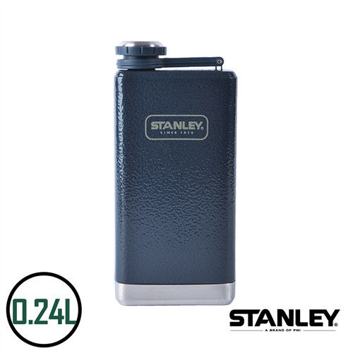 【美國Stanley】不鏽鋼保溫瓶／SS Flask經典酒壺 0.24L(錘紋藍)