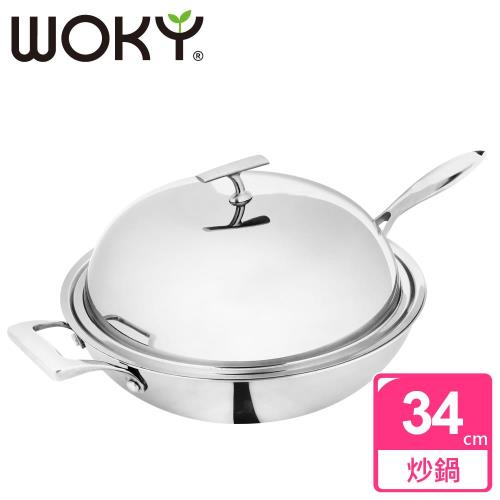 【WOKY沃廚】頂級白金主廚系列不鏽鋼炒鍋(34CM)