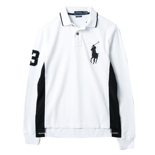 Ralph  Lauren  男款大馬標長袖POLO衫修身版-白(S-XL)