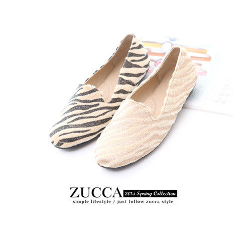 ZUCCA【Z5824】造型豹紋毛絨平底包鞋-黑色/金色