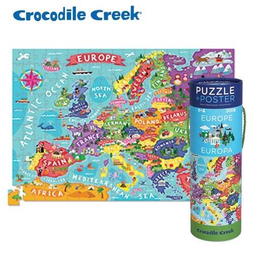 美國Crocodile Creek  2合1海報拼圖系列-歐洲地圖