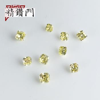 【精鑽門】方形黃彩配鑽0.04-0.06克拉 Fancy Yellow-Fancy Light Yellow / SI-I (6入)