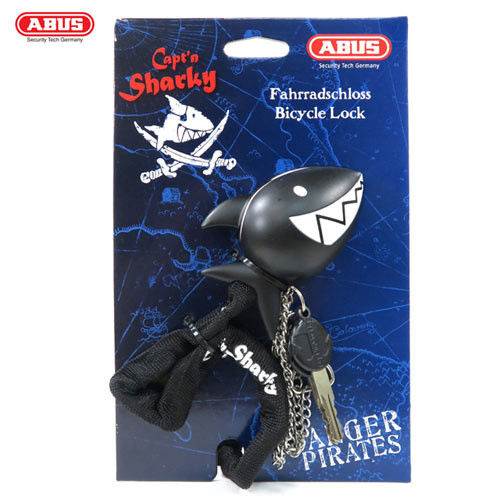 ABUS 德國防盜鎖 1510 Captn Sharky 60cm鯊魚造型鎖頭單車鑰匙鎖-黑