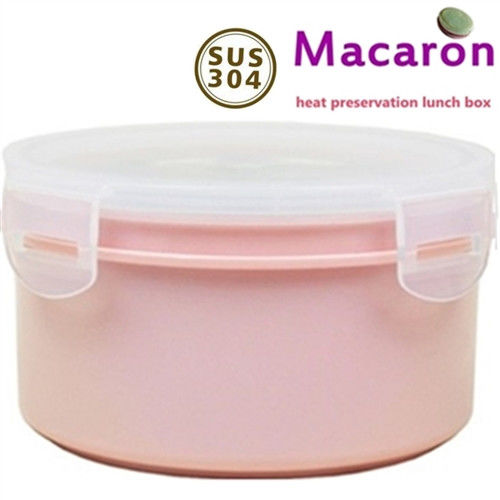 【卡滋*買1送1】馬卡龍隔熱餐盒920cc/大號便當盒/保鮮盒(粉色x2)