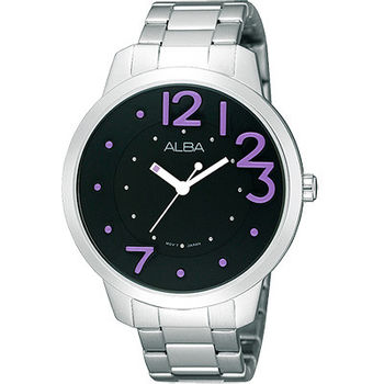 【ALBA】Fashion Lady 俏皮時尚腕錶VJ21-X033B-黑x紫時標/38mm