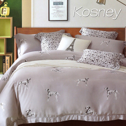 【KOSNEY】大麥丁灰  加大100%天絲TENCE六件式兩用被床罩組送羽絲絨被