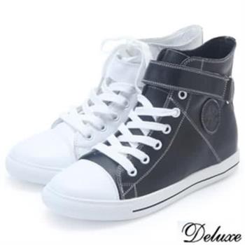 【Deluxe】全真皮運動球鞋-白-黑(休閒鞋)-3202
