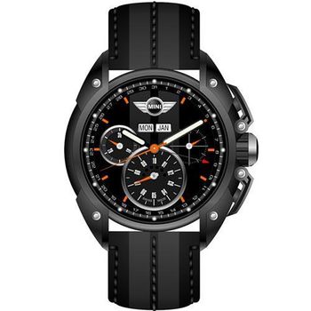 【MINI Swiss Watches】英倫風範運動計時腕錶-灰x黑(MINI-06)
