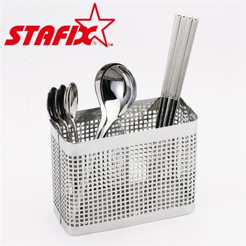 【韓國原裝進口STAFIX】全不銹鋼方形餐具筒