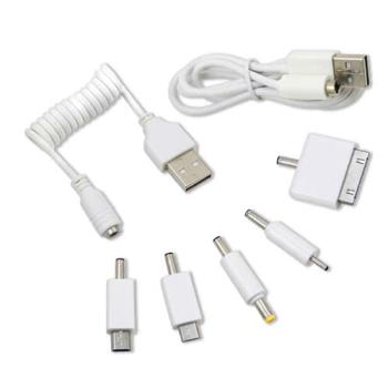 行動電源 USB轉接線+轉接頭*5顆(白色) 有MICRO USB IPHONE4