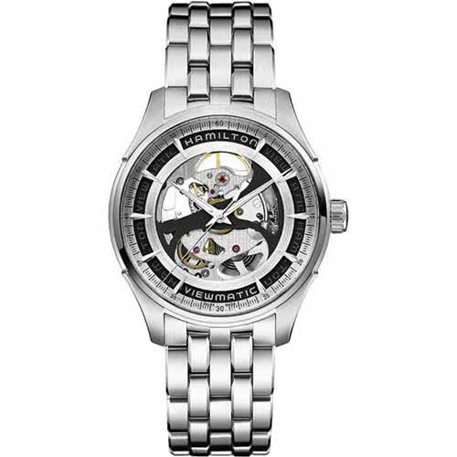 Hamilton VIEWMATIC爵士系列全鏤空紳士機械腕錶-銀/40mm H42555151
