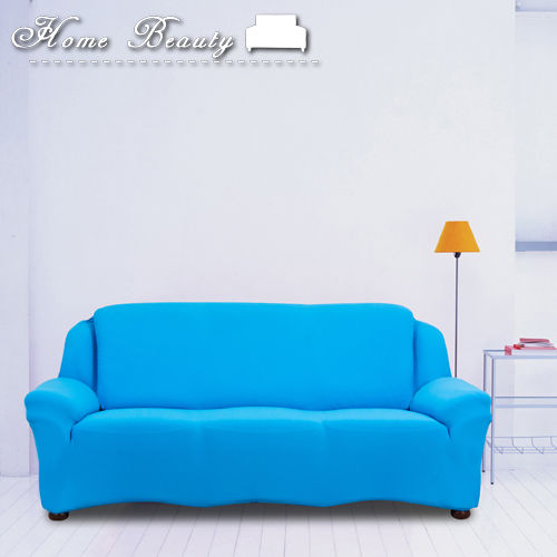 【HomeBeauty】繽紛色彩科技彈性沙發套-天空藍-L 3人座