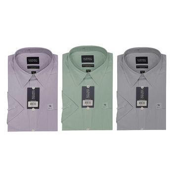 【MURANO】美式適感滿分短袖商務襯杉 限定組 紫 / NAILHEAD 綠 / 灰