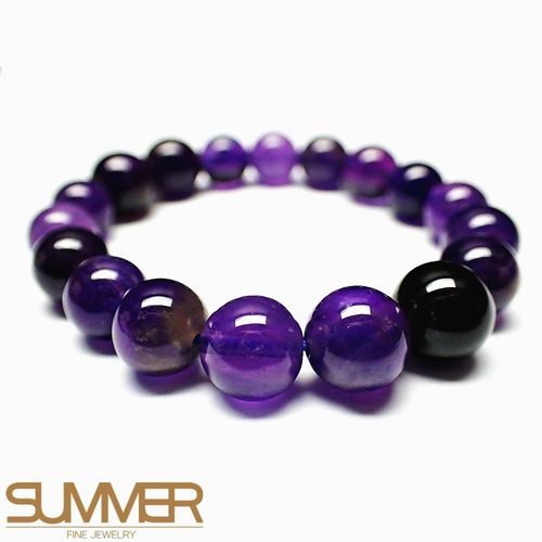 SUMMER寶石  天然紫水晶圓珠手珠 (隨機出貨)
