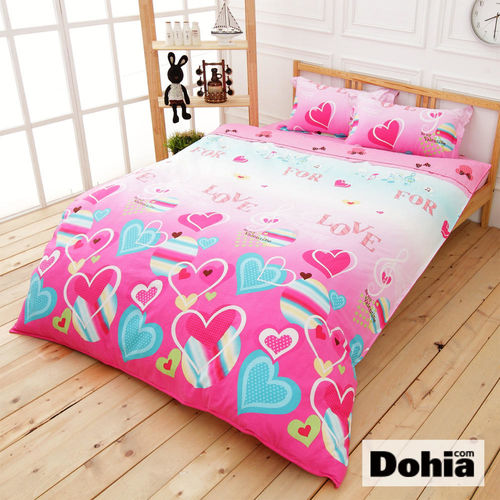 《Dohia-戀紛譜曲》雙人四件式精梳純棉兩用被薄床包組