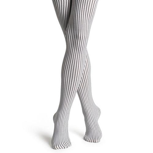 【摩達客】瑞典進口【Happy Socks】黑白細直紋彈性褲襪