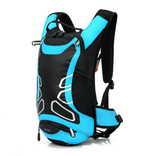 PUSH!登山戶外用品12L登山包背包騎行包自助旅行背包雙肩背包U40湖藍色