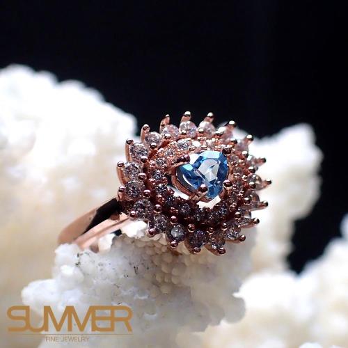 SUMMER寶石  天然《藍色拓帕石》設計款戒指 (P6-09)