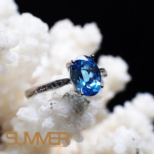SUMMER寶石  天然《藍色拓帕石》設計款戒指 (P6-06)