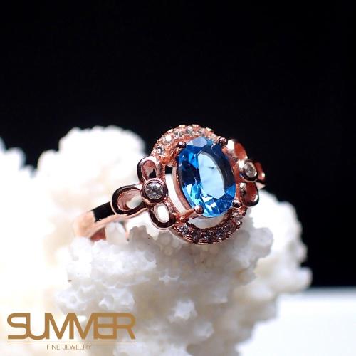 SUMMER寶石  天然《藍色拓帕石》設計款戒指 (P6-04)