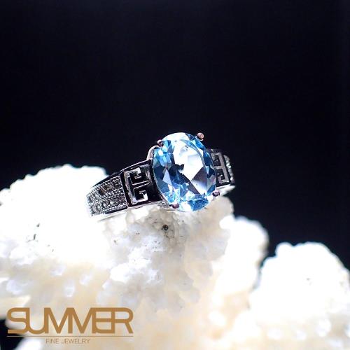 SUMMER寶石  天然《藍色拓帕石》設計款戒指 (P6-01)