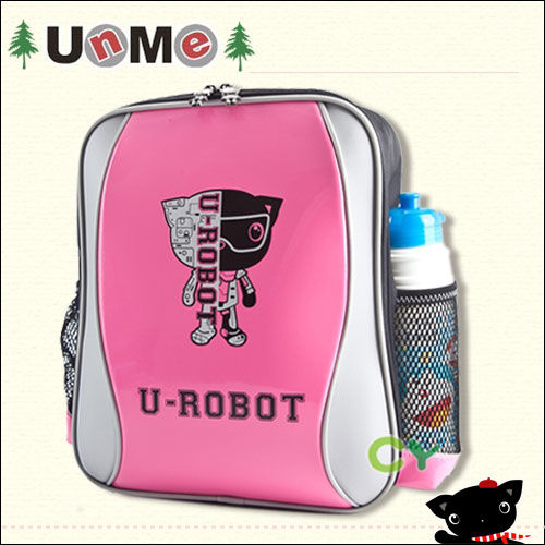 【UnMe】機器人S風單層後背書包（鏡桃紅)